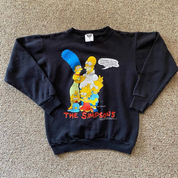 Vintage 1990 The Simpsons Crewneck Sweatshirt - Sz Small - Black Made in USA - Picture 1 of 5